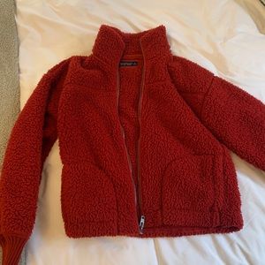 Abercrombie & Fitch Red Sherpa Jacket